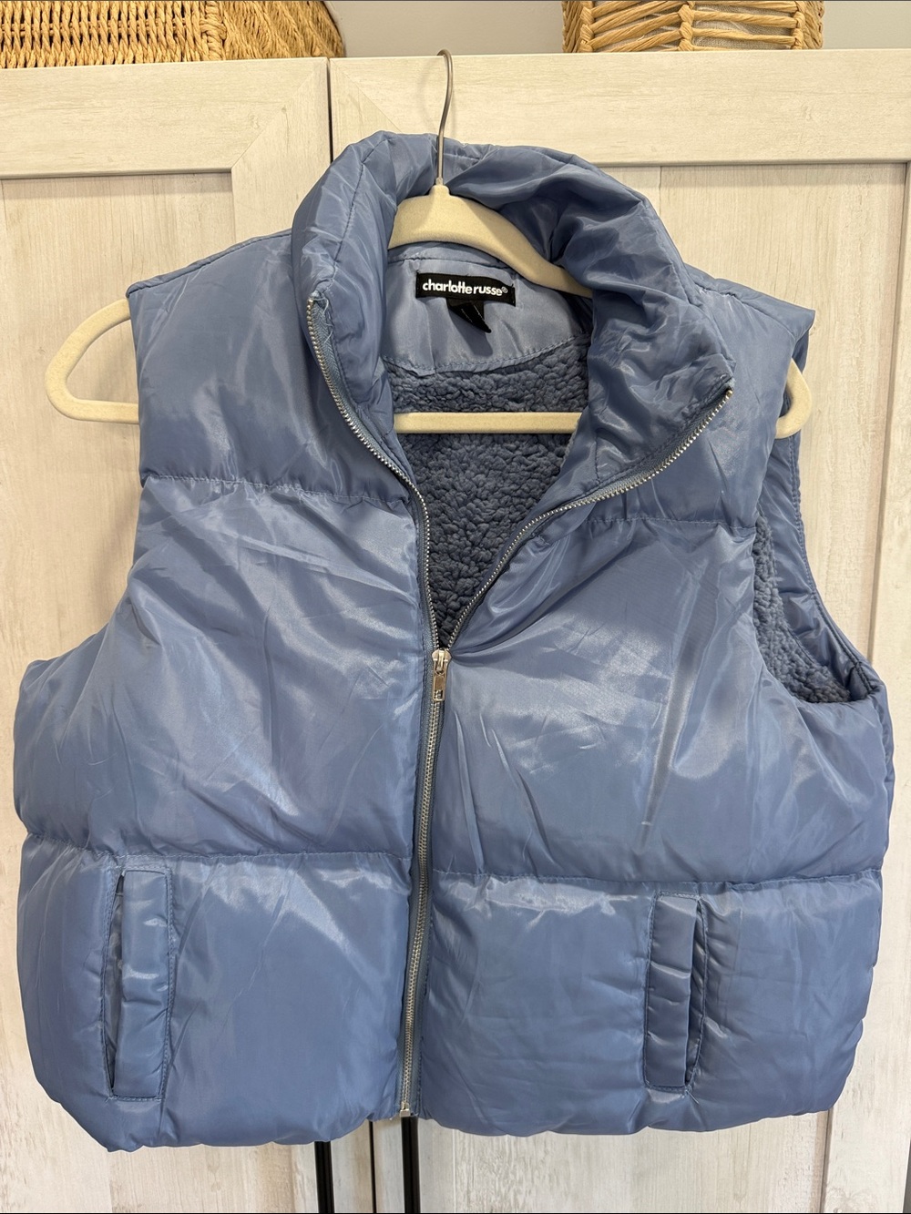 Charlotte Russe Light Blue Sherpa Lined Puffer Vest